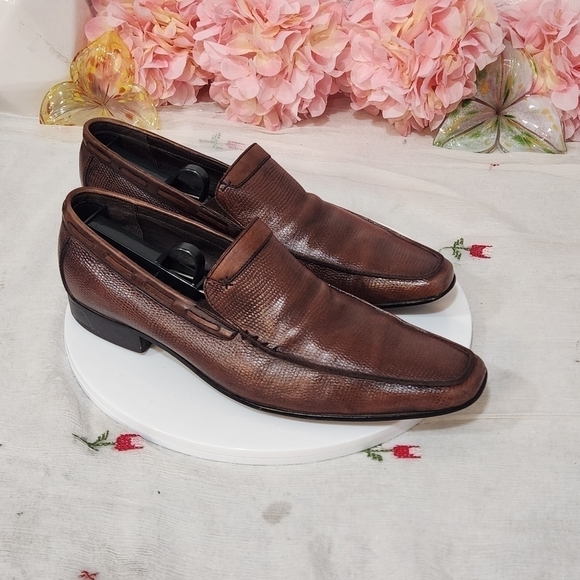 Rush By Gordon Rush Brown Leather Loafer Style Men\'s Slip on Dress Shoes Sz: 9